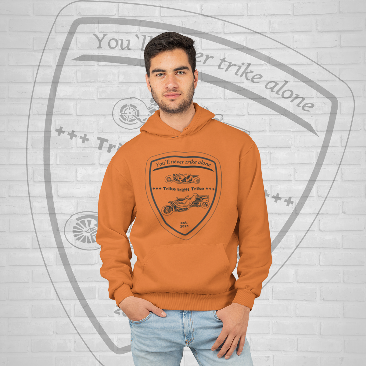Hoodie orange Trike trifft Trike Logo