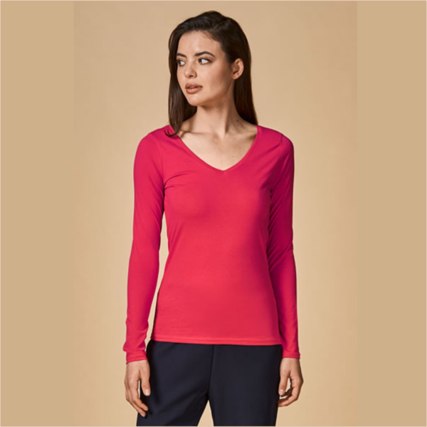 Ladies Long Sleeve V-Neck X.O smbDesign Personalisierung